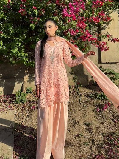 Peach Bow Farshi Set