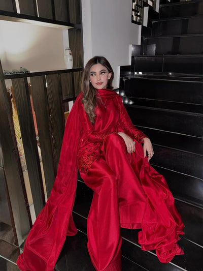 Red Sequins Handwork Set