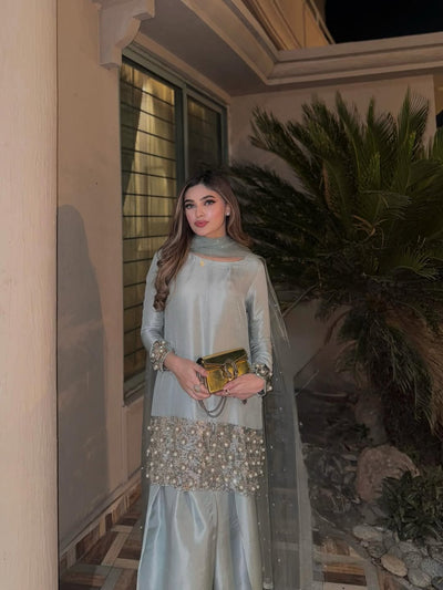 Silver Sequins Handwork Set
