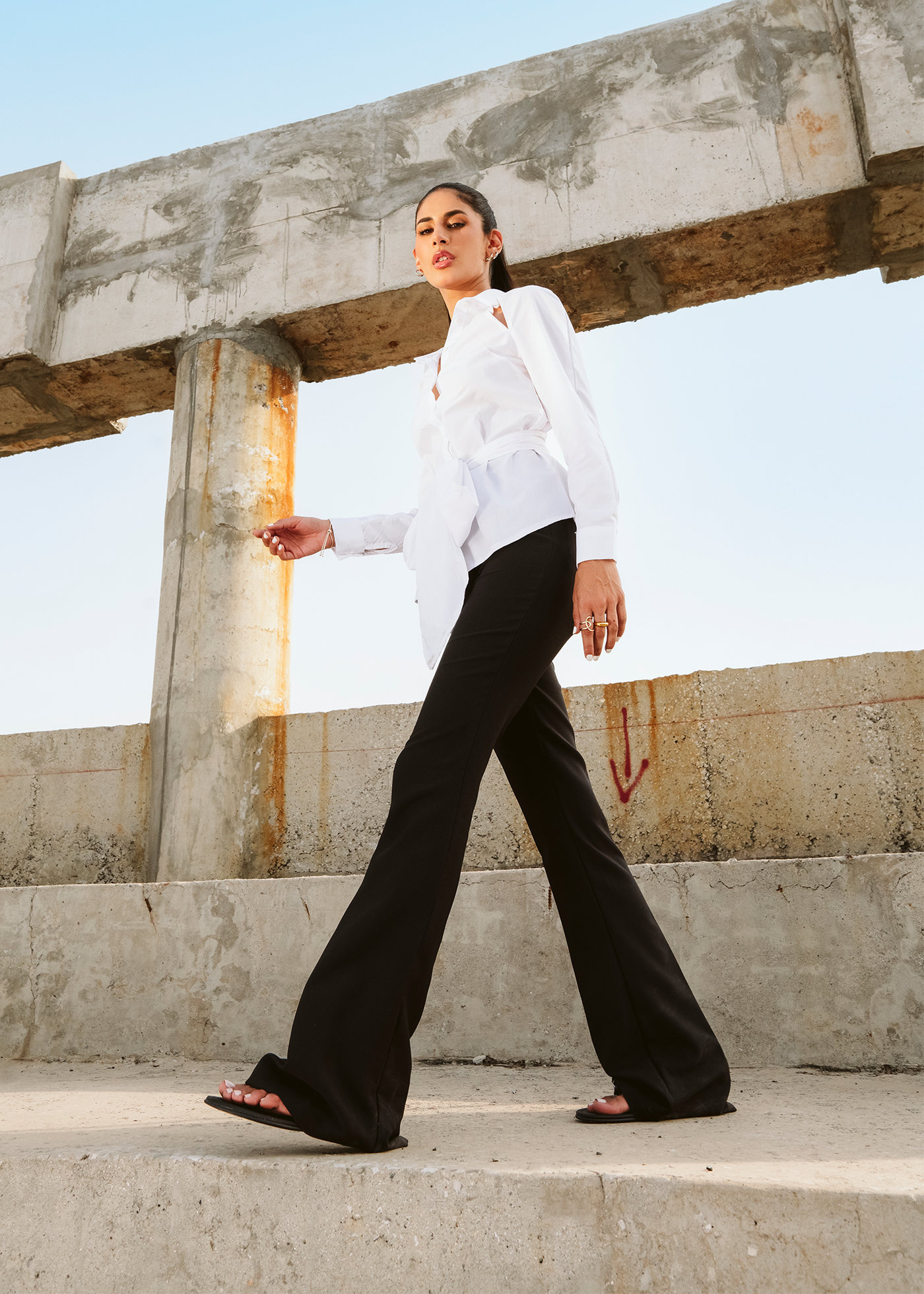 Belted Poplin Shirt
