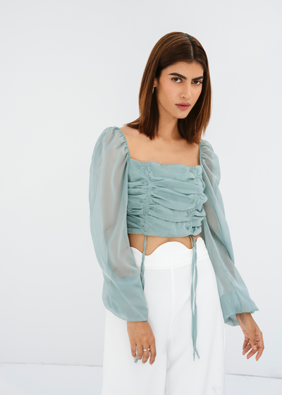 Aqua Ruched Blouse