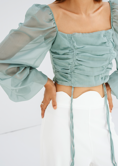 Aqua Ruched Blouse