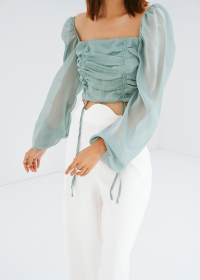 Aqua Ruched Blouse