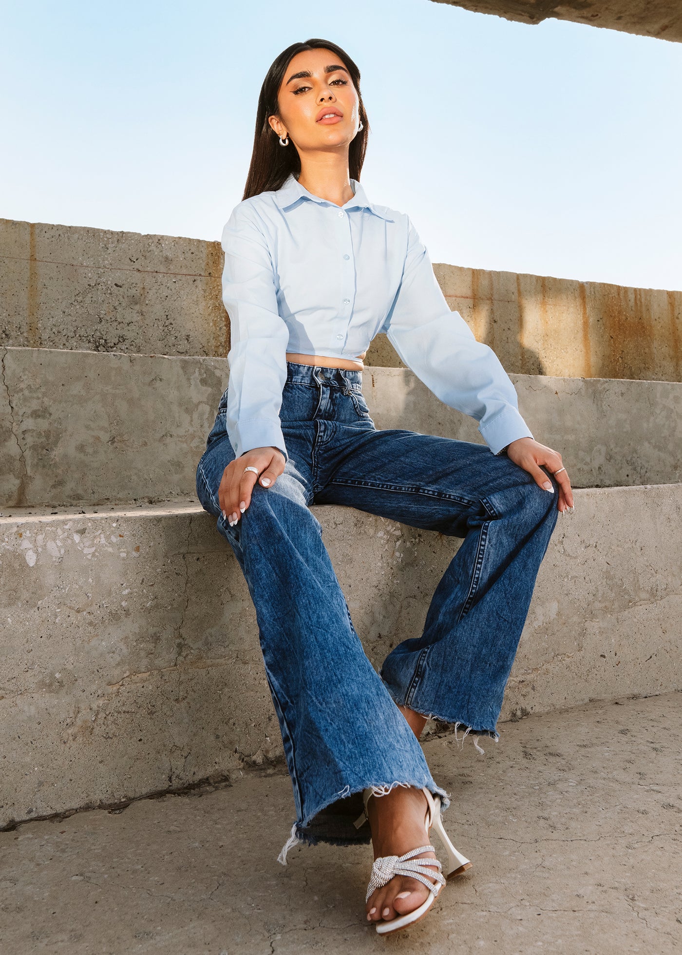 Tie waist button up shirt