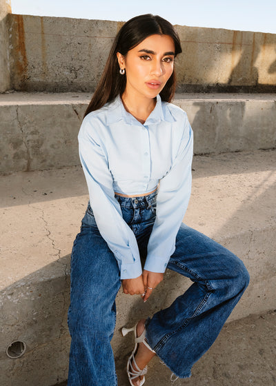 Tie waist button up shirt
