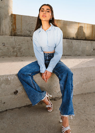 Tie waist button up shirt