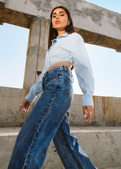 Tie waist button up shirt