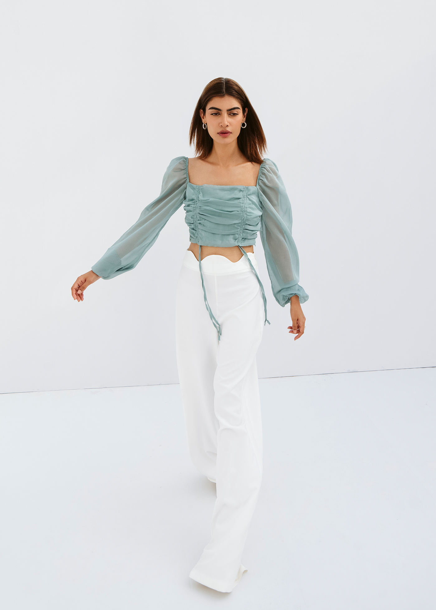 Aqua Ruched Blouse