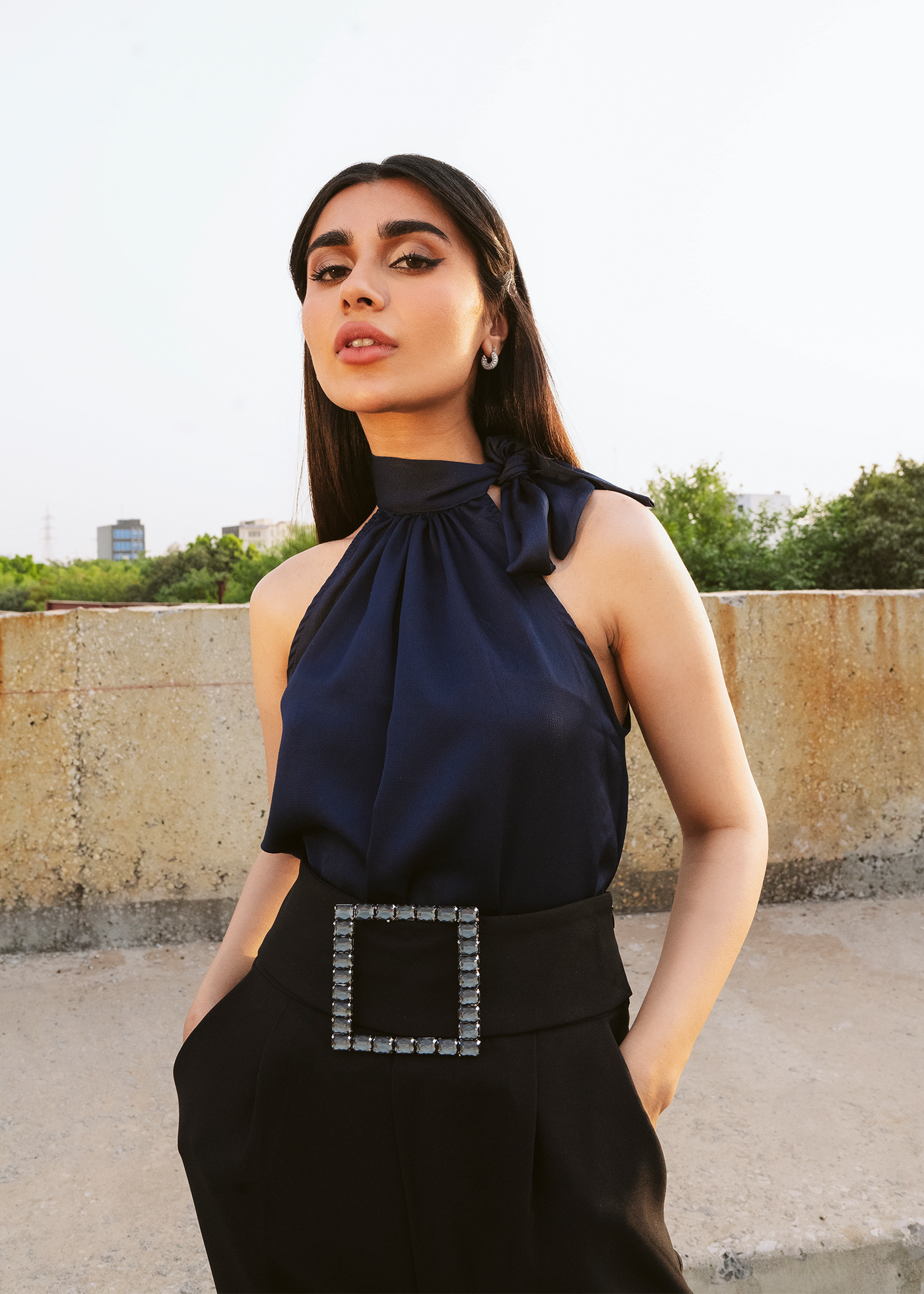 TIE NECK SILK BLOUSE