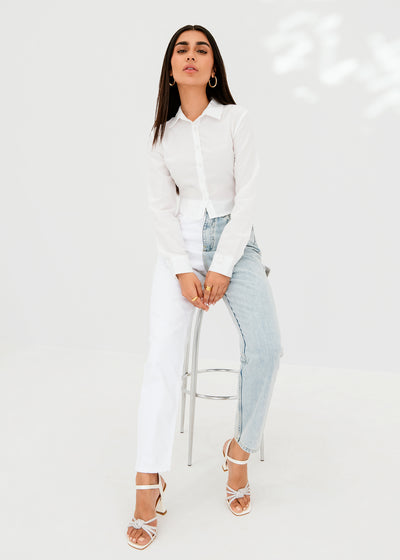 Tie-back button up