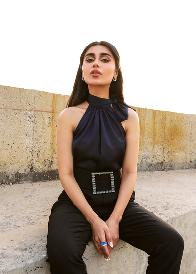 TIE NECK SILK BLOUSE