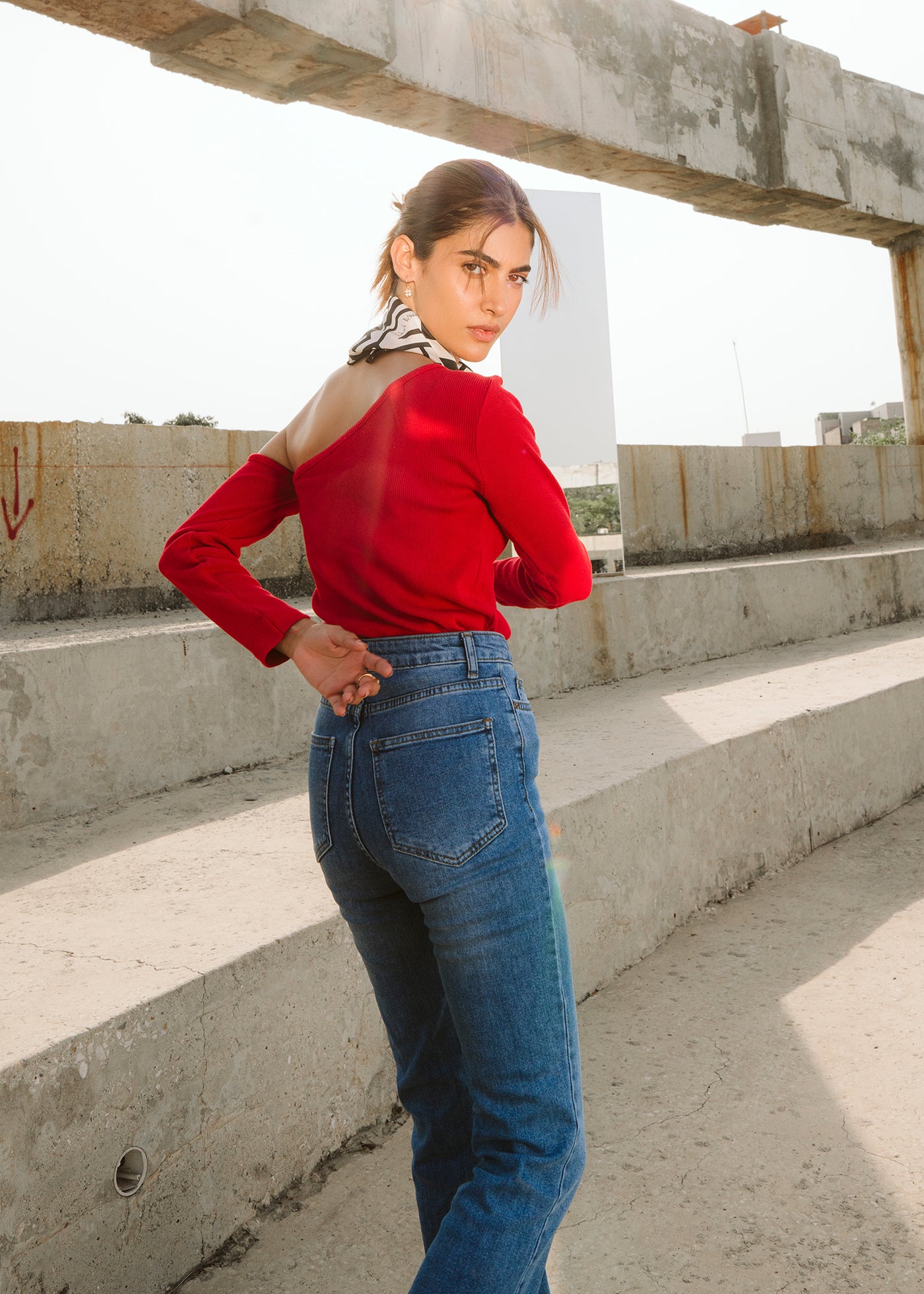 RED 90's One-Shoulder Top